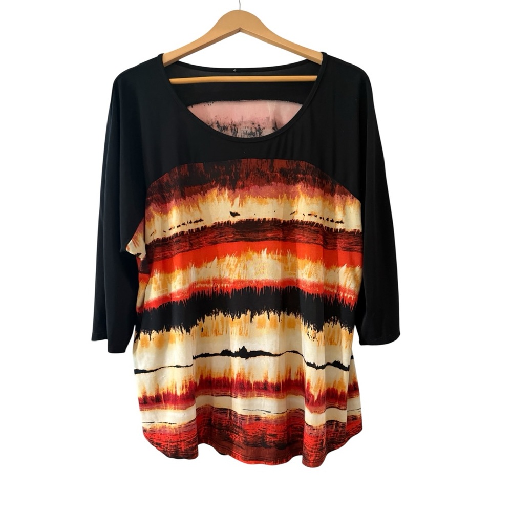 Women's Black and Multicolor Top